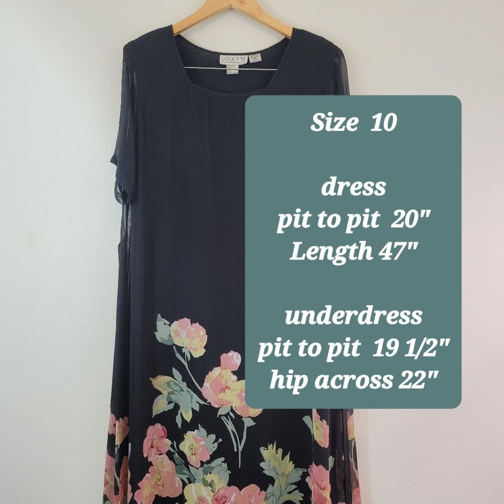 Vintage Lolette Womens Sz 10 Floral Sheer Midi Dress Lined Romantic Fairy 90s - Picture 6 of 15